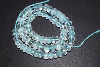 Natural Aquamarine Apatite rondelle Shape Beads , Aquamarine Apatite Faceted Beads , Sold By Strand , 8.00x9.50 mm , 15 Inches , 32692