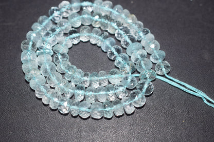 Natural Aquamarine Apatite rondelle Shape Beads , Aquamarine Apatite Faceted Beads , Sold By Strand , 7.25x8.00 mm , 15 Inches , 32693