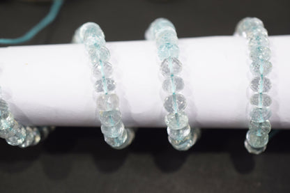 Natural Aquamarine Apatite rondelle Shape Beads , Aquamarine Apatite Faceted Beads , Sold By Strand , 7.50 mm , 15 Inches , 32694