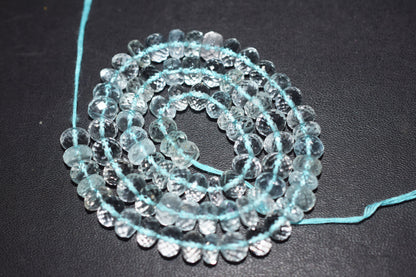 Natural Aquamarine Apatite rondelle Shape Beads , Aquamarine Apatite Faceted Beads , Sold By Strand , 7.50 mm , 15 Inches , 32694