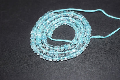 Natural Aquamarine Apatite rondelle Shape Beads , Aquamarine Apatite Faceted Beads , Sold By Strand , 5 mm , 15.5 Inches , 32695
