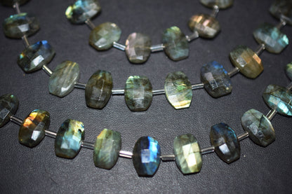 Labradorite Faceted nuggets Shape Beads , 7 Pieces In A Strand , 10 to 14 mm , 10.5 t 14.5 mm , 11 to 14 mm , 32698