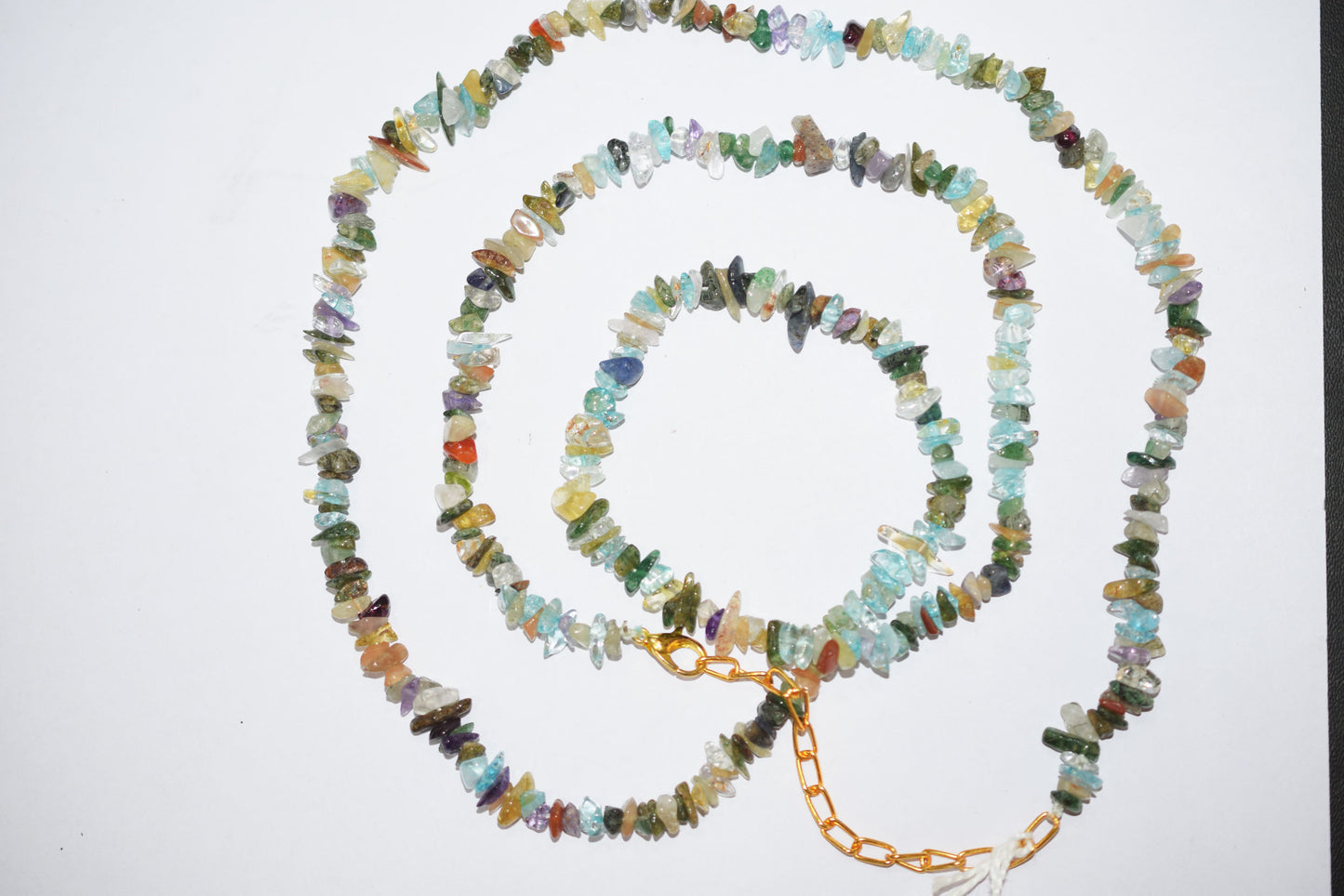 Natural GemStone Beaded Necklace, Mix Color Uncut Chips Gemstones Long Necklace, Handmade Jewelry For Her, Spiritual Alignment Necklace , 3x5 mm & 4x6 mm , 32700