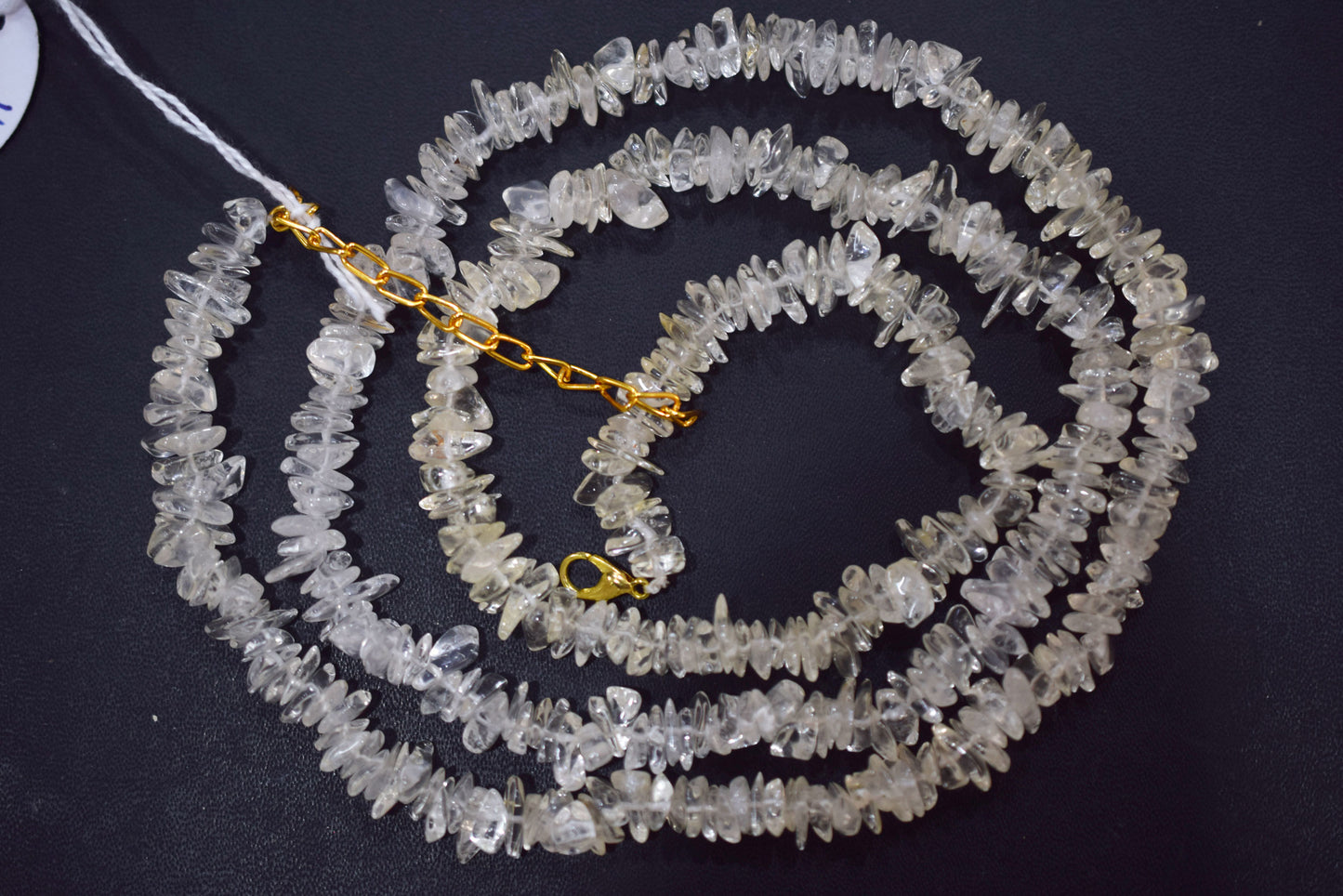 Very Light Citrine chip Necklace , Gemstones chips Long Necklace , 4x7 mm   , 32702