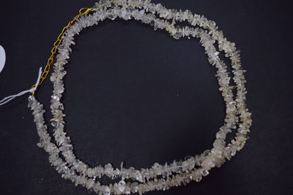 Very Light Citrine chip Necklace , Gemstones chips Long Necklace , 4x7 mm   , 32702