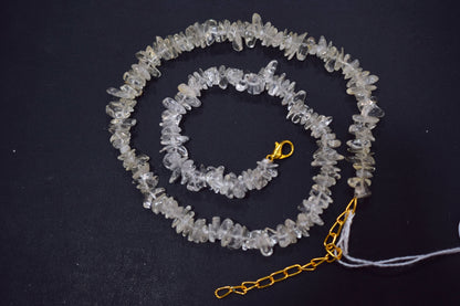 Very Light Citrine chip Necklace , Gemstones chips Long Necklace , 4x7 mm   , 32702
