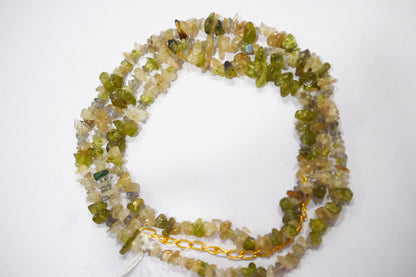 Natural Green Peridot chip Necklace , Gemstones chips Long Necklace, Handmade Jewelry For Her, Spiritual Alignment Necklace , 3x4 mm  , 32701