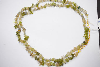 Natural Green Peridot chip Necklace , Gemstones chips Long Necklace, Handmade Jewelry For Her, Spiritual Alignment Necklace , 3x4 mm  , 32701