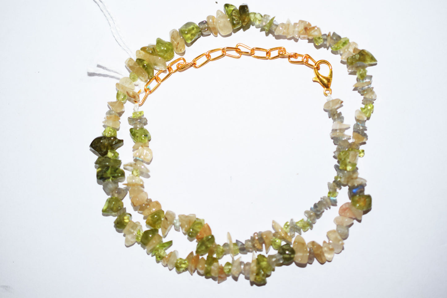 Natural Green Peridot chip Necklace , Gemstones chips Long Necklace, Handmade Jewelry For Her, Spiritual Alignment Necklace , 3x4 mm  , 32701