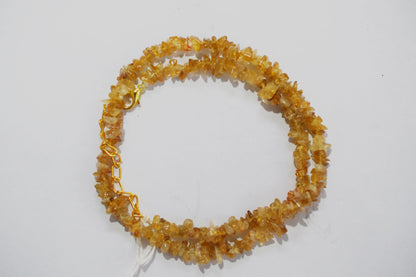 Natural Citrine chip Necklace , Gemstones chips Long Necklace , 4x6 mm and 5x8mm   , 32703