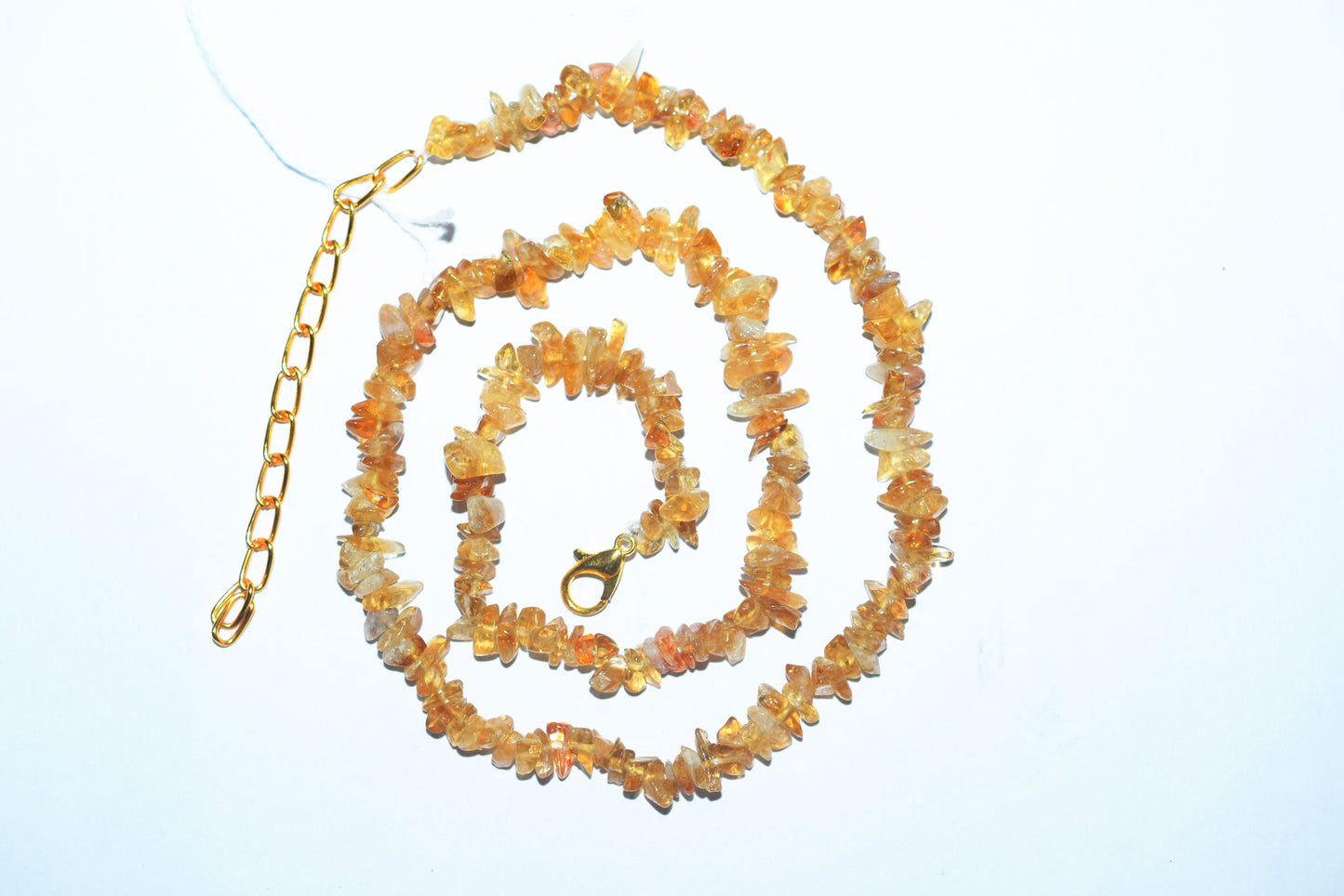 Natural Citrine chip Necklace , Gemstones chips Long Necklace , 4x6 mm and 5x8mm   , 32703