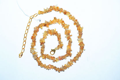 Natural Citrine chip Necklace , Gemstones chips Long Necklace , 4x6 mm and 5x8mm   , 32703