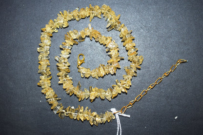 Natural Raw Citrine chip Necklace , Gemstones uncut chips Long Necklace , 5x7 mm , 32706