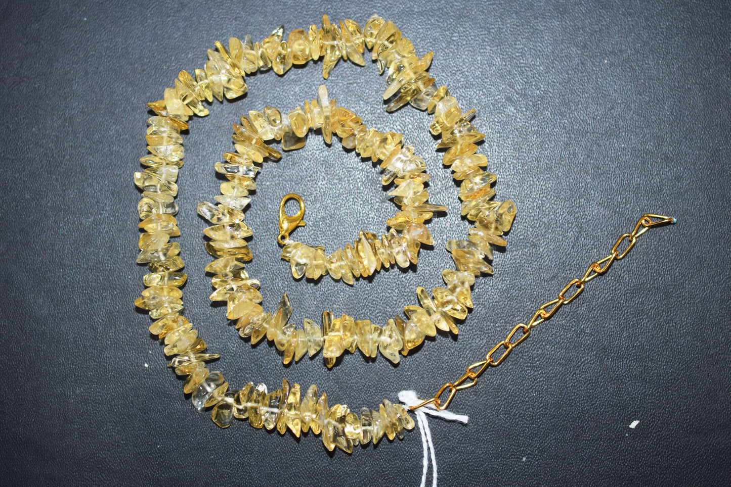 Natural Raw Citrine chip Necklace , Gemstones uncut chips Long Necklace , 5x7 mm , 32706