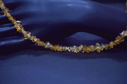 Natural Raw Citrine chip Necklace , Gemstones uncut chips Long Necklace , 5x7 mm , 32706