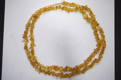 Natural Citrine chip Necklace , Gemstones chips Long Necklace , 4x6 mm and 5x8mm   , 32703