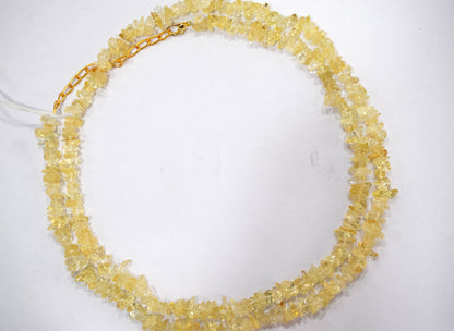 Natural yellow Citrine chip Necklace , Gemstones uncut chips Long Necklace , 5x7 mm and 4x7 mm   , 32704