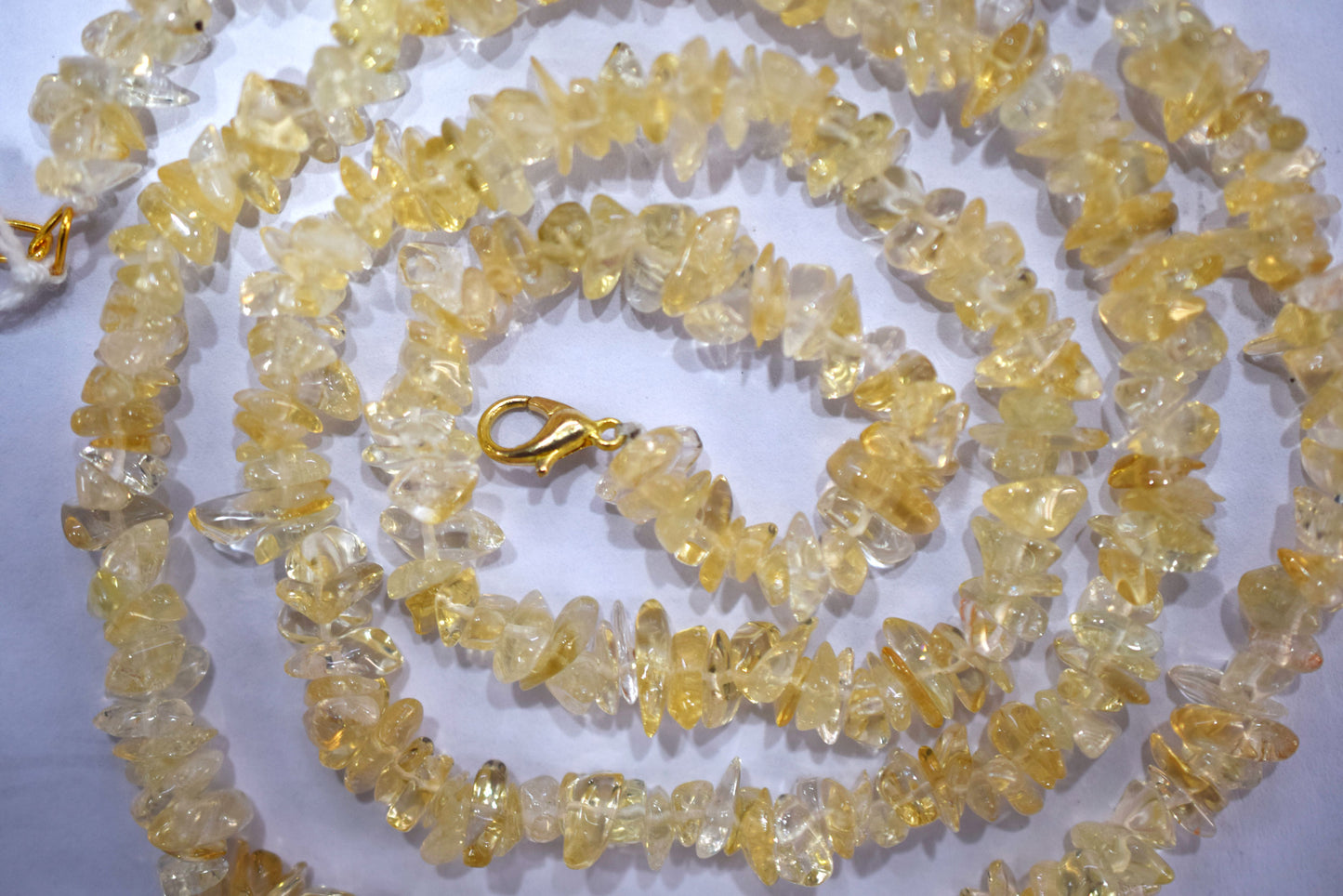 Natural yellow Citrine chip Necklace , Gemstones uncut chips Long Necklace , 5x7 mm and 4x7 mm   , 32704