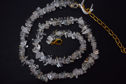Clear Qartz Crystal chip Necklace , Gemstones uncut chips Long Necklace , 4x7 mm & 4x6 mm   , 32705