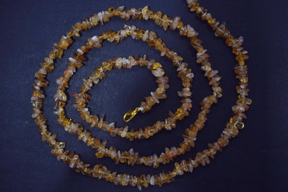 Natural Citrine Crystal chip Necklace , Gemstones uncut chips Long Necklace , 3x5 mm , 32709