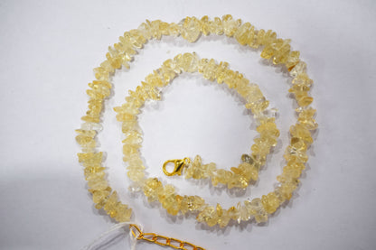 Natural yellow Citrine chip Necklace , Gemstones uncut chips Long Necklace , 5x7 mm and 4x7 mm   , 32704