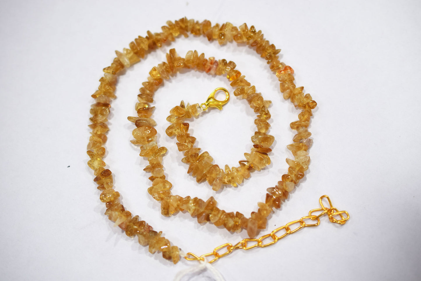 Natural Citrine Crystal chip Necklace , Gemstones uncut chips Long Necklace , 3x5 mm , 32709
