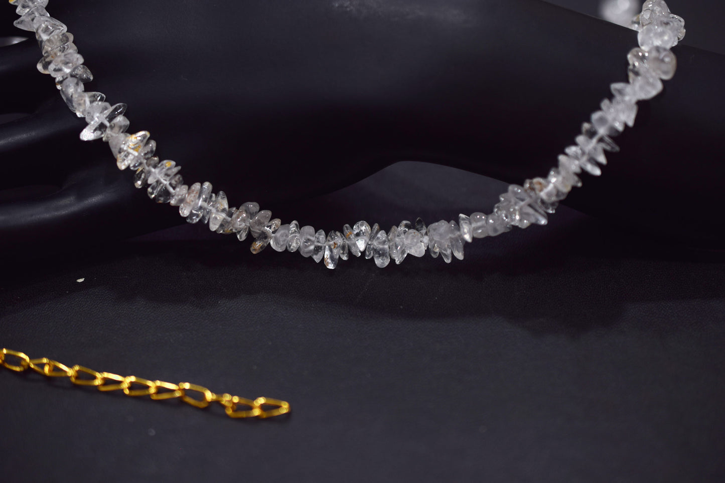 Clear Qartz Crystal chip Necklace , Gemstones uncut chips Long Necklace , 4x7 mm & 4x6 mm   , 32705