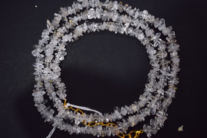 Clear Qartz Crystal chip Necklace , Gemstones uncut chips Long Necklace , 4x7 mm & 4x6 mm   , 32705