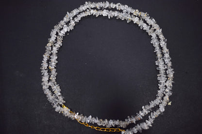 Clear Qartz Crystal chip Necklace , Gemstones uncut chips Long Necklace , 4x7 mm & 4x6 mm   , 32705
