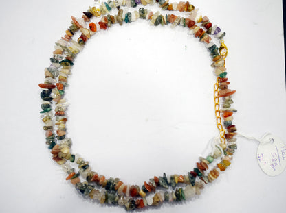 Natural Multi GemStone chips Bead Necklace,  Gemstones Uncut Chips Long Necklace ,  4x6mm & 4x6 mm , 32708