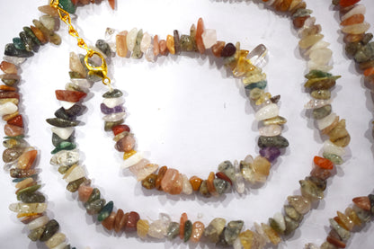 Natural Multi GemStone chips Bead Necklace,  Gemstones Uncut Chips Long Necklace ,  4x6mm & 4x6 mm , 32708