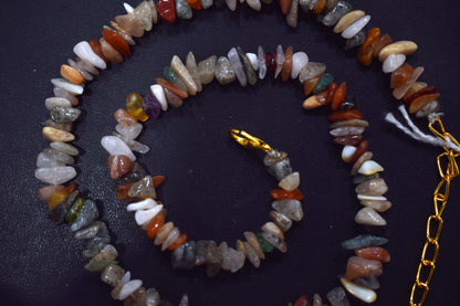 Natural Multi GemStone chips Bead Necklace,  Gemstones Uncut Chips Long Necklace ,  4x6mm & 4x6 mm , 32708