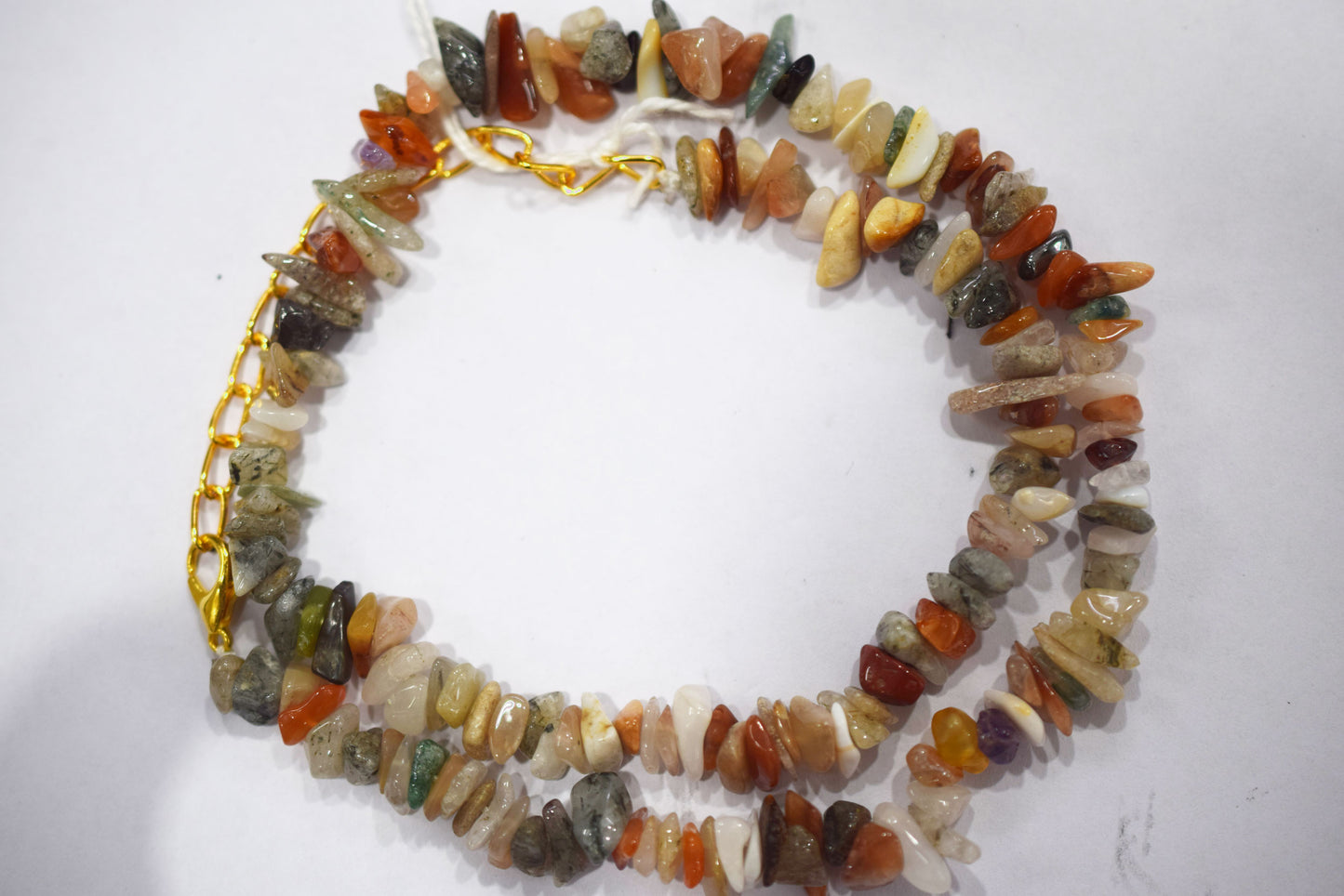 Natural Multi GemStone chips Bead Necklace,  Gemstones Uncut Chips Long Necklace ,  4x6mm & 4x6 mm , 32708