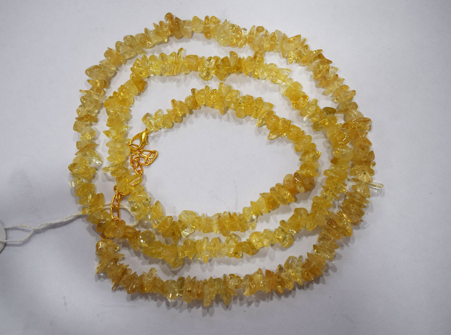 Natural Raw Citrine chip Necklace , Gemstones uncut chips Long Necklace , 5x7 mm , 32706