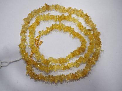 Natural Raw Citrine chip Necklace , Gemstones uncut chips Long Necklace , 5x7 mm , 32706