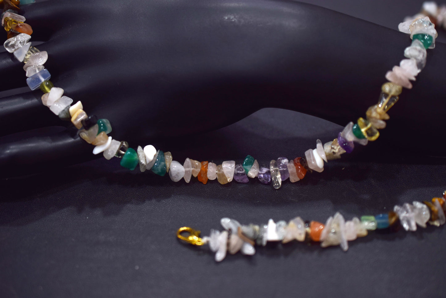 Natural MultiStone chips Necklace,  Gemstones Uncut Chips Long Necklace ,  4x5 mm &amp; 4x6 mm , 32707
