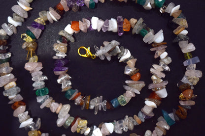 Natural MultiStone chips Necklace,  Gemstones Uncut Chips Long Necklace ,  4x5 mm &amp; 4x6 mm , 32707