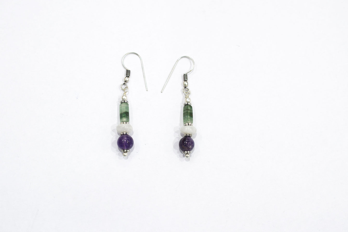 Natural Green Aventurine, White Agate & Amethyst Layered Necklace Set With Matching Earrings , 32809 (Copy)