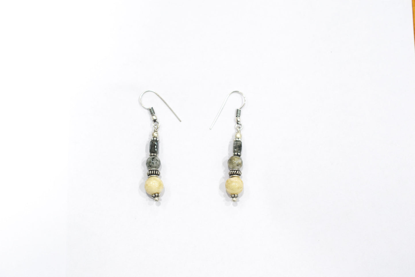 Natural Black Rutilated Quartz Multi-Strand Statement Necklace Set with Matching Drop Earrings, 32813