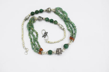 Natural Green Aventurine and Hessonite Garnet Jewelry Set for Her , 32818