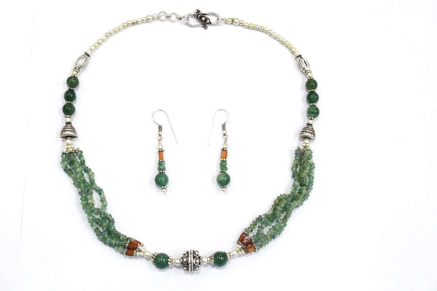Natural Green Aventurine and Hessonite Garnet Jewelry Set for Her , 32818