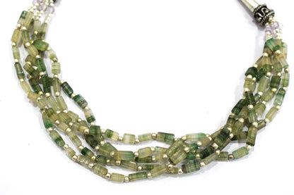 Natural Green Aventurine Multi-Strand Beaded Necklace & Drop Earrings Jewelry Set,Gift for Her, 32820