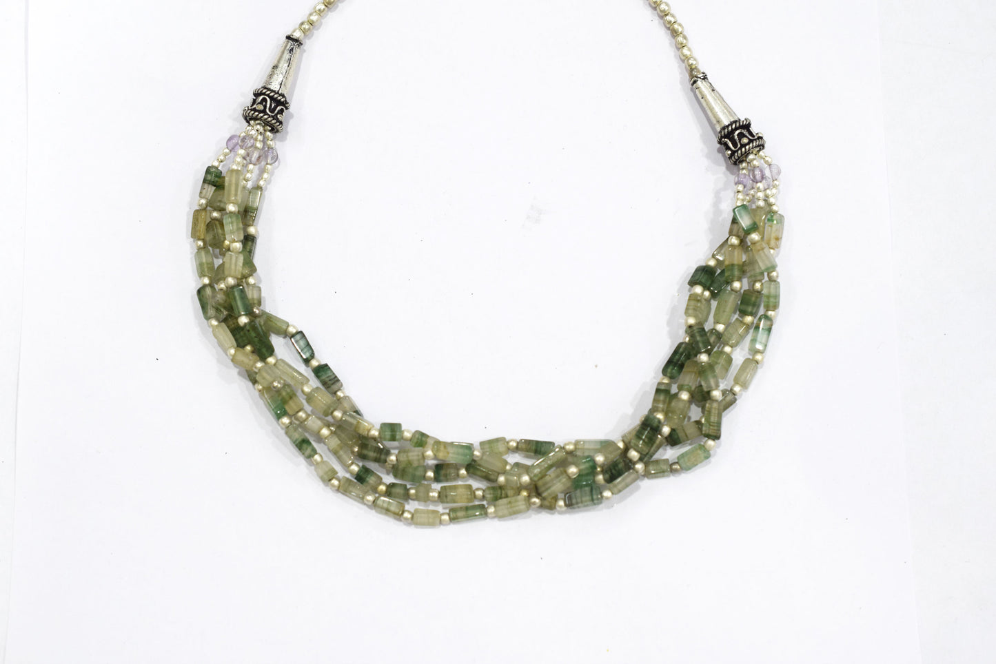 Natural Green Aventurine Multi-Strand Beaded Necklace & Drop Earrings Jewelry Set,Gift for Her, 32820
