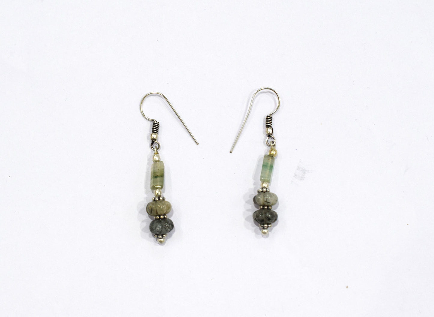 Natural Rainbow Fluorite Peridot Rutile Green Aventurine Layered Necklace Set, Mixed Gemstone Jewelry with Dangle Earrings, 32824