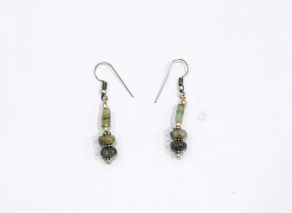 Natural Rainbow Fluorite Peridot Rutile Green Aventurine Layered Necklace Set, Mixed Gemstone Jewelry with Dangle Earrings, 32824