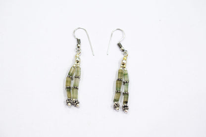 Natural Green Aventurine Multi Strand Necklace Set with Dangle Earrings, Handmade Layered Gemstone, 32825