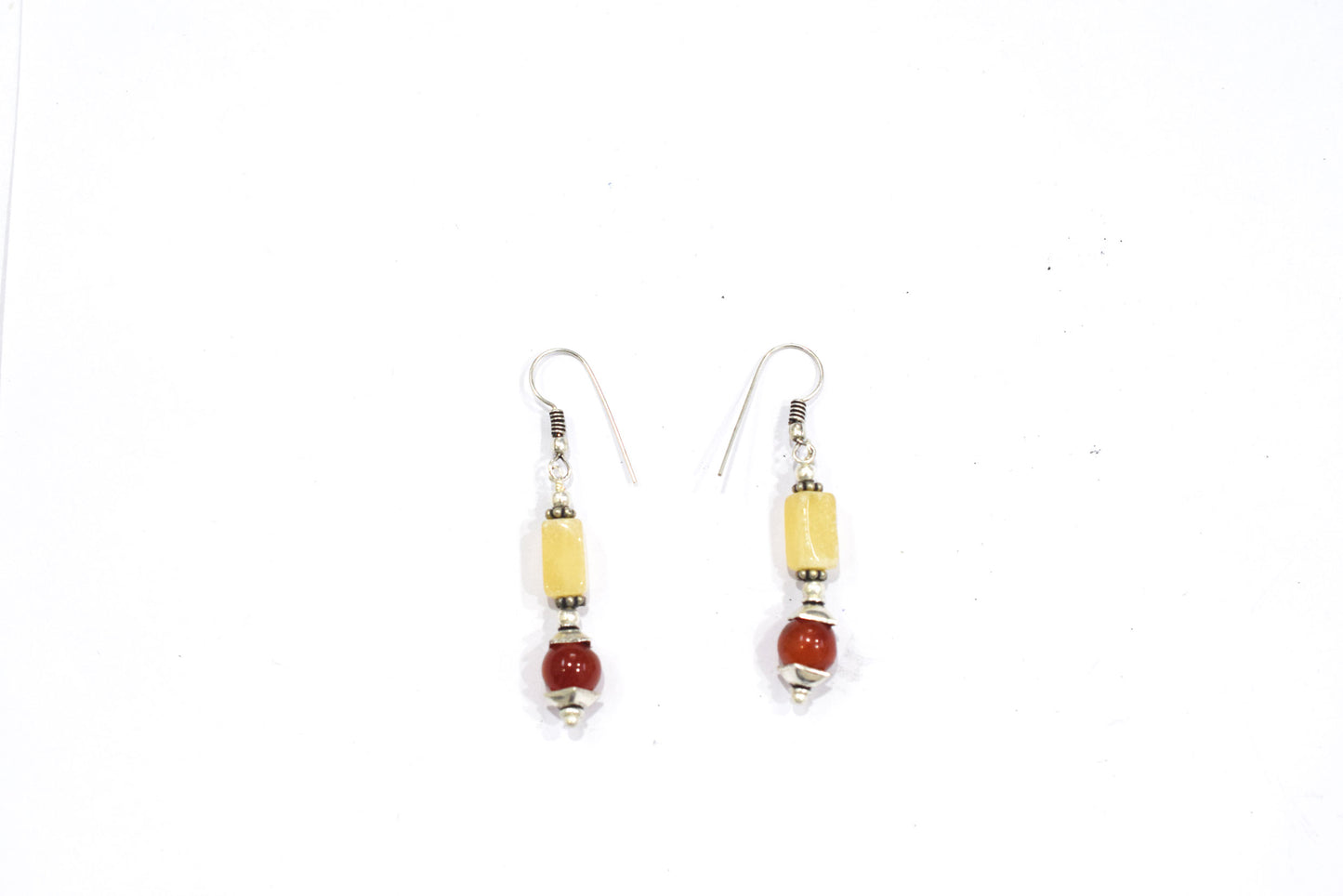 Yellow Aventurine and Carnelian Necklace Set, Beaded Gemstone Jewelry, Natural Crystal Choker, Boho Warm Tone Drop Earrings, Gift for Her, 32827