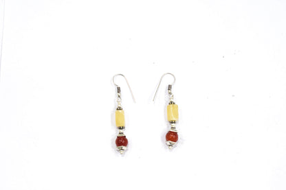 Yellow Aventurine and Carnelian Necklace Set, Beaded Gemstone Jewelry, Natural Crystal Choker, Boho Warm Tone Drop Earrings, Gift for Her, 32827