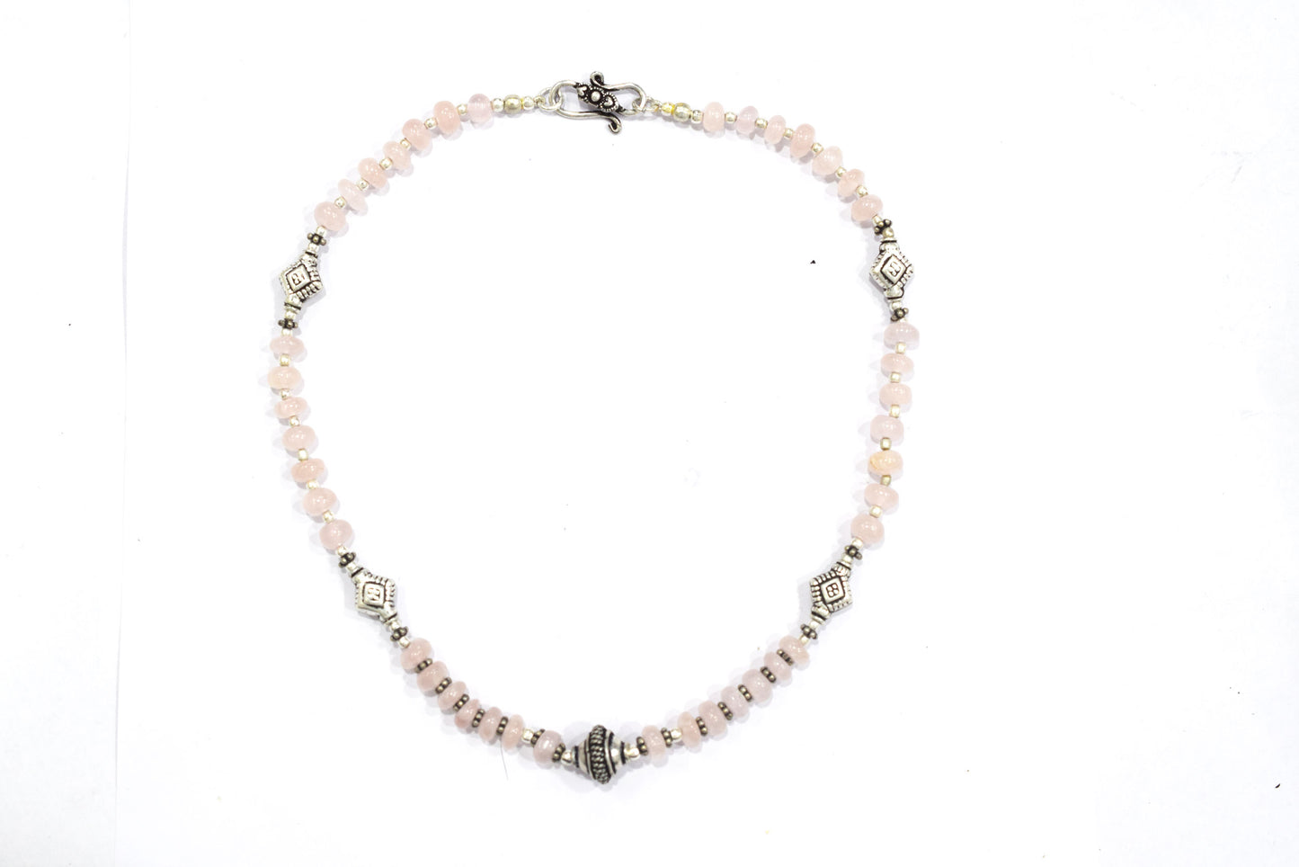 Natural Rose Quartz Beaded Choker Necklace Set with Dangle Earrings, Handmade Pink Gemstone Rondelle Jewelry, Delicate Healing Crystal Gift for Her, 32829