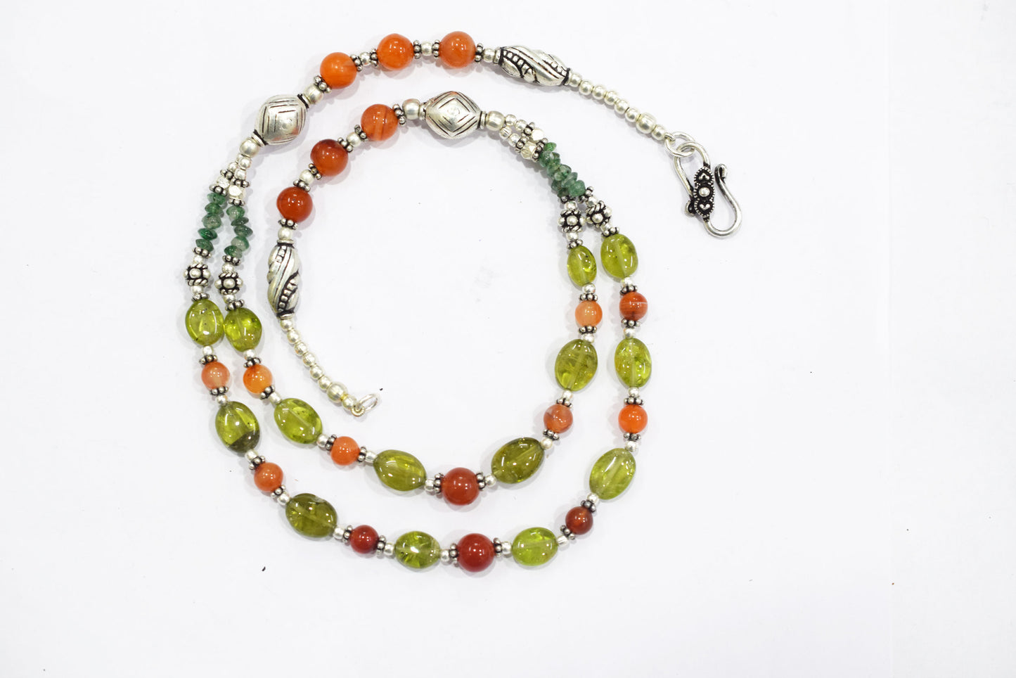 Natural Carnelian, Peridot & Red Jasper Multi-Strand Braided Necklace Set , Earthy Multi-Layer Gemstone Statement Jewelry with Drop Earrings, 32830